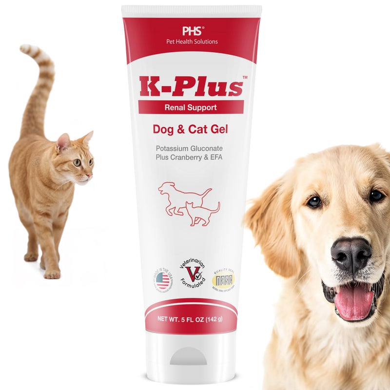 KPlus Gel for Dogs Cats Potassium Citrate Cranberry Supplement for Kidney Urinary Tract Health UTI Relief Stone Prevention Electrolyte Balance Muscle Heart Function Made in USA 5 oz